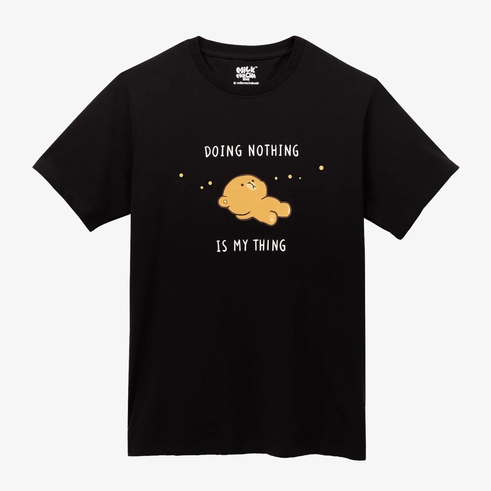 MilkMochaBear BNWT Unisex Doing Nothing T-Shirt, M, Black